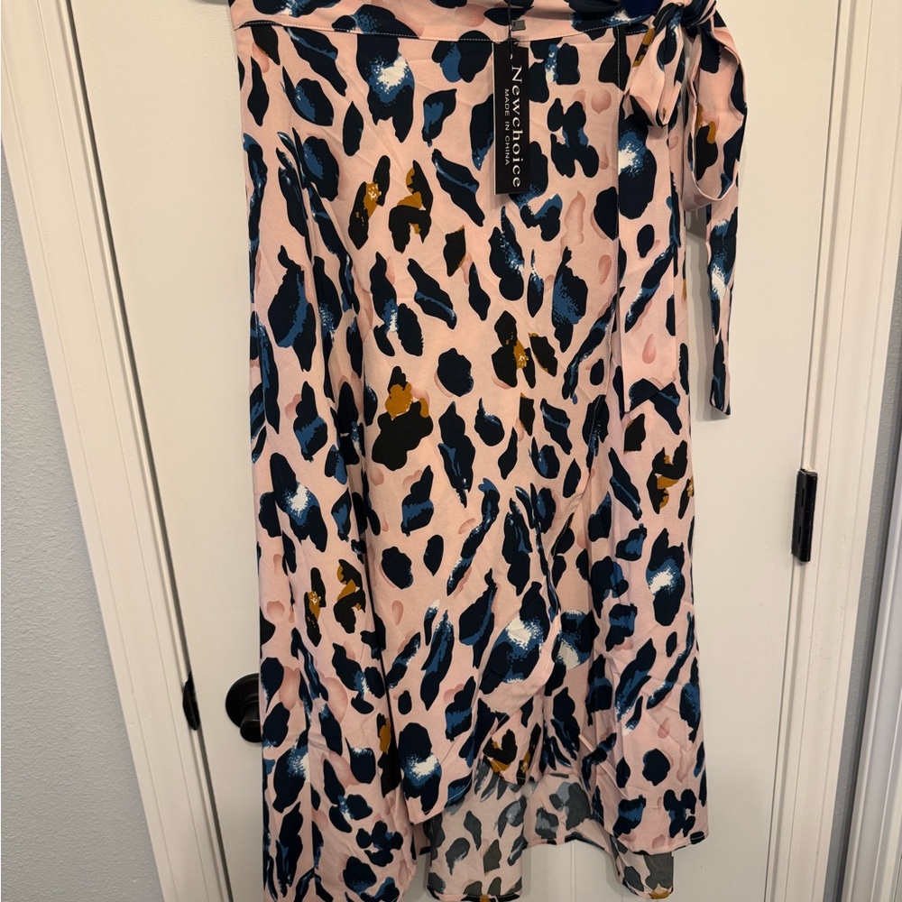 Pink Leopard Print Wrap Skirt